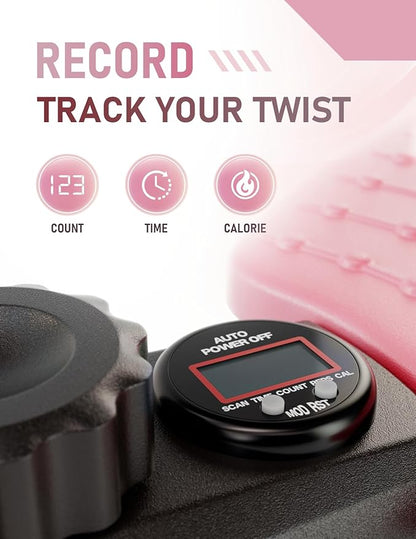 Waist Twister Machine with Smart Digital Counter and Resistance Bands 300 Lbs Capacity, Noiseless Ab Twister Board for Home Exercise, Fitness Equipment Ideal for Women to Burn Belly Fat and Tone Body