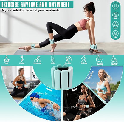 Ankle Weights for Women Men, Silicone Wrist Weights Set of 2 - Wearable Leg Weights/Arm Weights Ideal for for Home Gym Workout, Running, Yoga, Pilates, Barre, Exercise, Strength Training