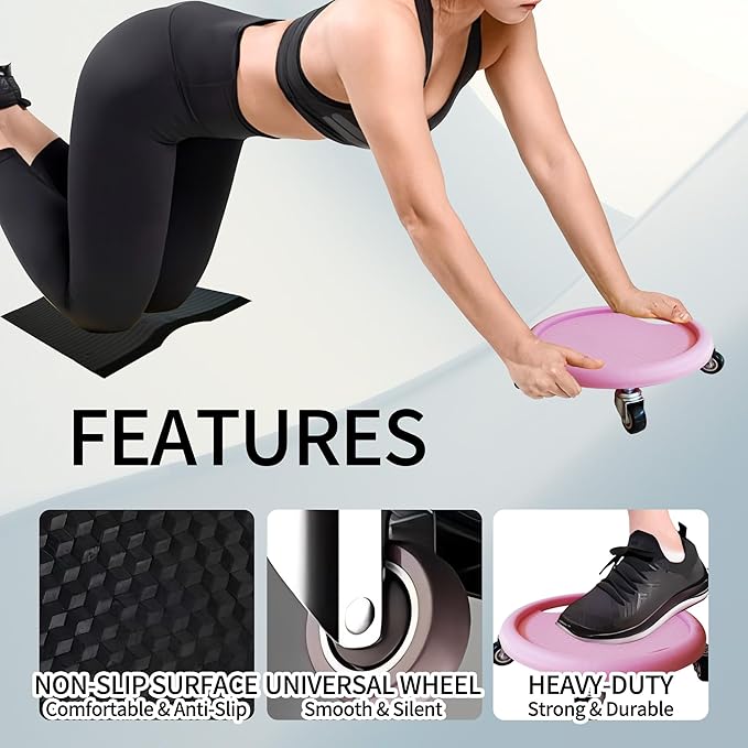 Ab Roller Wheel, Exercise Wheel for Abs Workout, Core Sliders for Working Out, Stomach Workout Equipment with Abdominal Trainer & Knee Pad Protection