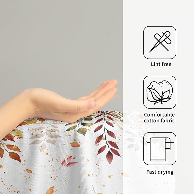 Fall Colorful Leaves Kitchen Tea Dish Towels 2 Pack Watercolor Eucalyptus Leaf Soft Absorbent Small Bath Towel Autumn Botanical Decorative Hand Towel Washcloths for Home Gym Hotel Bathroom