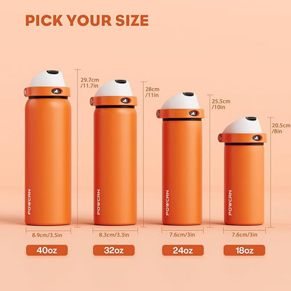 POWCAN 18 oz Steel Insulated Water Bottle: 2-in-1 Push-Button Spout & Quick-Flip Straw, Leakproof, Cold 24Hrs, Lockable, Fits Car Cup Holder, Ideal for Sports, Trip, Gym, School, Gift (Sunny Puppy)