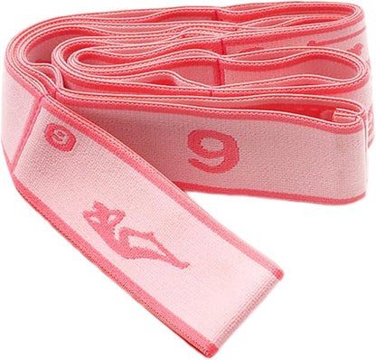 9 Loops Elastic Yoga Strap - Adjustable Stretching Band for Physical Therapy, Dance, Pilates & Gymnastics, Multi-Loop Exercise Band for Flexibility, Home Workout