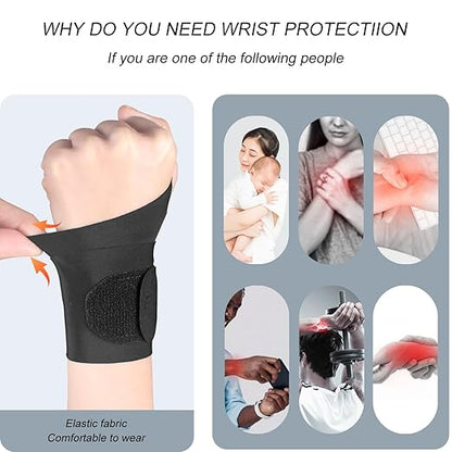 2 Pcs Ultra-Thin Wrist Brace Support for Carpal Tunnel, Pain Relief, Arthritis, Tendonitis, Elastic Wrist Wraps Right and Left Hands - Compression and Support for Fitness Enthusiasts (All Black)