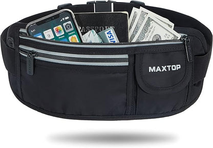 Slim Running Belt Fanny Packs for Women Men, Reflective Waist Pack Phone Holder for Walking Fitness Workout Exercise,Water Resistant Running Travel Belt Bag Jogging Pouch, Gym Accessories for Runner
