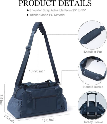 Small Gym Bag for Women, Mini Crossbody Gym Duffle Bag with Wet Compartment, Carry on Gym Tote Bag for Workout Dance Sport Travel (Medium-Blue)