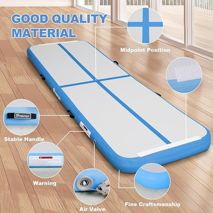 FBSPORT Inflatable Air Gymnastics Mat Training Mats 4/8 inches Thickness Gymnastics Tracks for Home Use/Training/Cheerleading/Yoga/Water with Pump