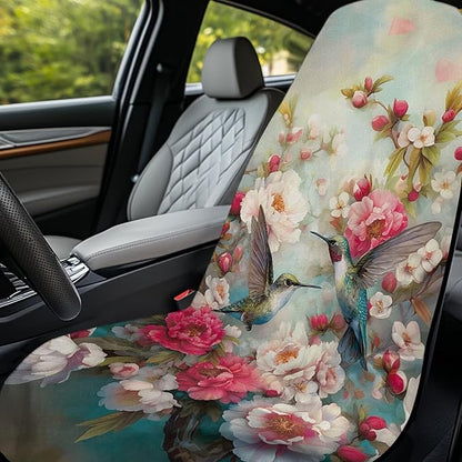 Bulopur Floral Hummingbird Car Seat Towel Cover After Beach Gym Workout Running Swimming Non-Slip Highly Absorbent Yoga Towel for Women Girly Auto Accessories