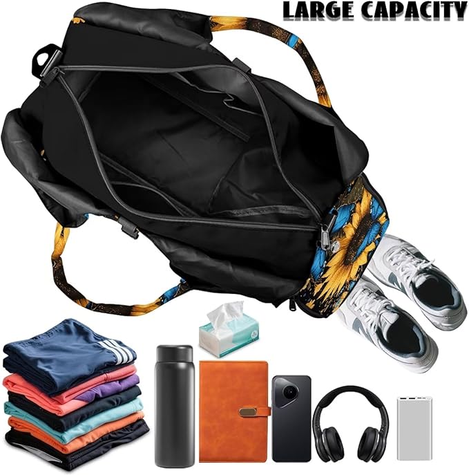 Gym Bag with Yoga Mat Holder Large Tote Bag With Multi Pockets for Women Men Dry Wet Separated Pocket Carryall Yoga Tote Bag for Pilates Travel Workout Office