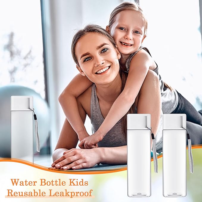 20 Pack Water Bottle for Kids Bulk,17 oz Plastic Water Bottles Wide Mouth Adults Sports Water Bottle,Reusable Large Drinking Cups for School Gym Outdoor Fitness,Clear