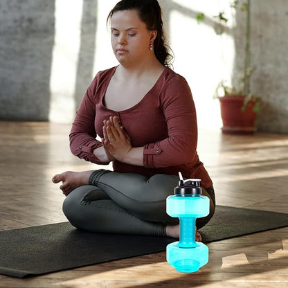 TOYANDONA Dumbbell Shape Water Bottle 2600ml Large Capacity Plastic Fitness Bottle Portable Sports Drinking Kettle for Gym and Outdoor Workout