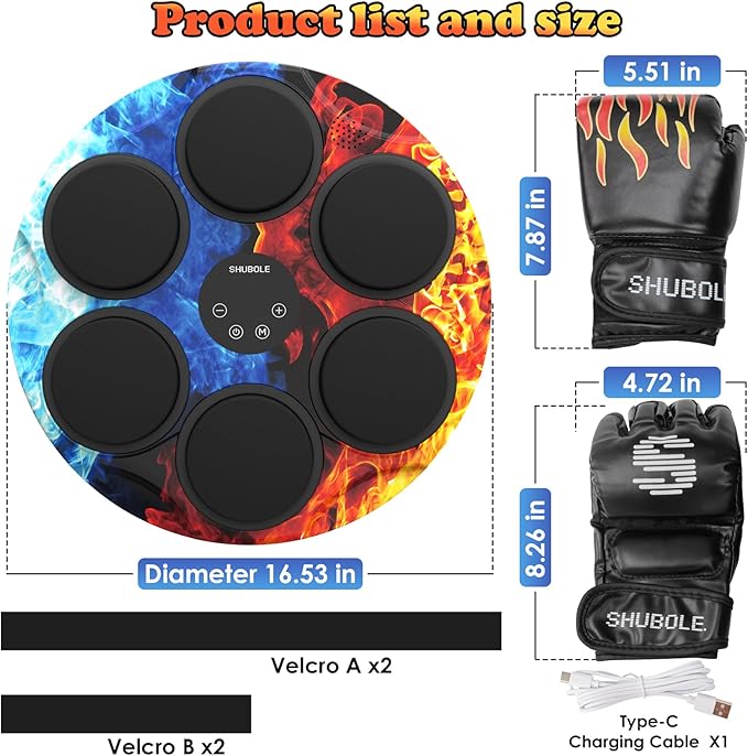 Music Boxing Machine with Gloves - Wall Mounted Punching Trainer for Adults & Kids, 9-Speed Punch Game, Wall Boxing Punching pad, 2025 Upgrade Gifts for Boys Age 6+