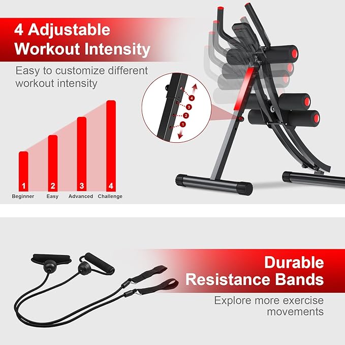 KESHWELL Ab Machine,Ab Workout Equipment For Home,Whole Body Exercise Waist Trainer For Women,Ab Machine For Stomach Workout,Foldable Fitness Exercise Equipment With Resistance Bands&LCD Display