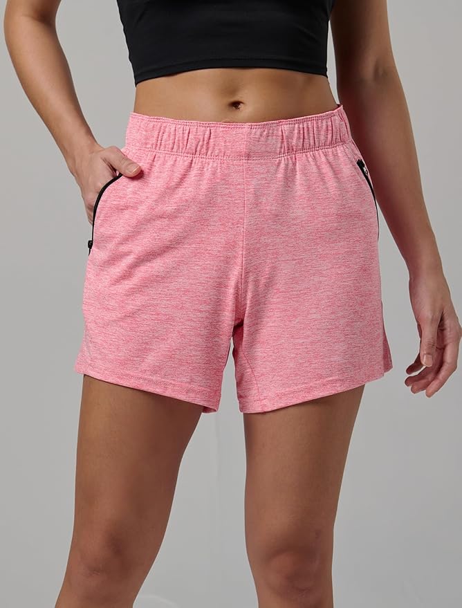 Liberty Imports 1 or 5 Pack Womens Lounge Workout Shorts with Zipper Pockets 5" Inseam Lightweight Athletic Casual Shorts