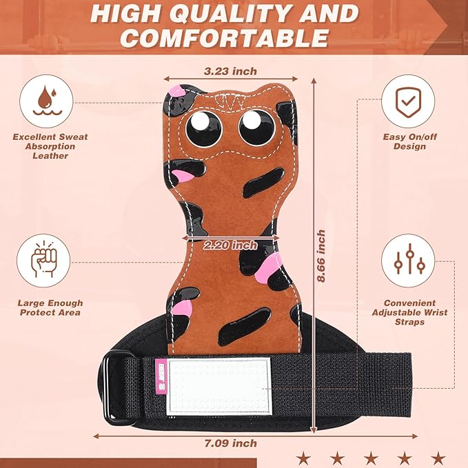Lifting Wrist Straps Weight Lifting Grips with Cushion Wrist Loop Gym Workout Straps Double Layer Leather with Storage Pouch for Women and Men Deadlift Powerlifting Pull Up