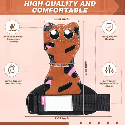 Lifting Wrist Straps Weight Lifting Grips with Cushion Wrist Loop Gym Workout Straps Double Layer Leather with Storage Pouch for Women and Men Deadlift Powerlifting Pull Up