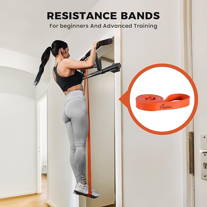 Sportneer 2026 Upgrade Pull up Bar for Doorway with Folding Handle, Door Pull up Bar Door Frame Multi-grip Upper Body Trainer, 440lb, Indoor Fitness for Home Gym Strength Training - US Patent Pending