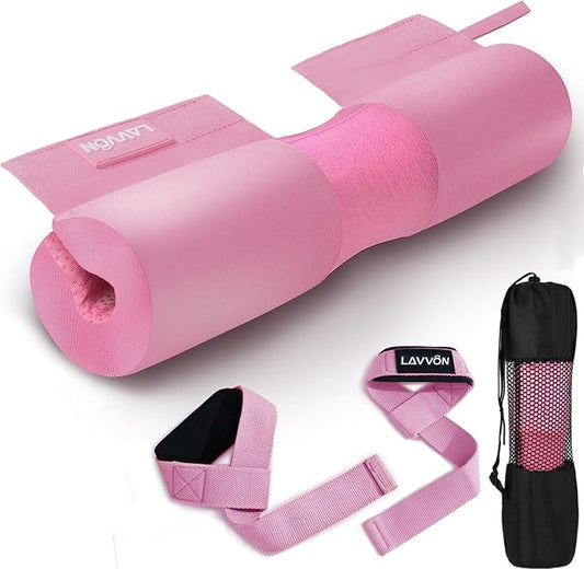 Barbell Squat Pad Set- Nylon Padding AntiSlip- Thick Foam Barbell Pad for Squats Cushion,Lunges&Bar Padding for Hip Thrusts -Standard Olympic Weight Bar Pad (Wrist Straps Weightlifting-Ankle Straps)