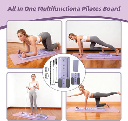 Pilates Reformer Board, Foldable Pilates Reformer Kit,Portable Pilates Machine for Women Girls，All-in-1 Multi-Purpose Abs Core Pilates Equipment Workout for Home Office Indoor