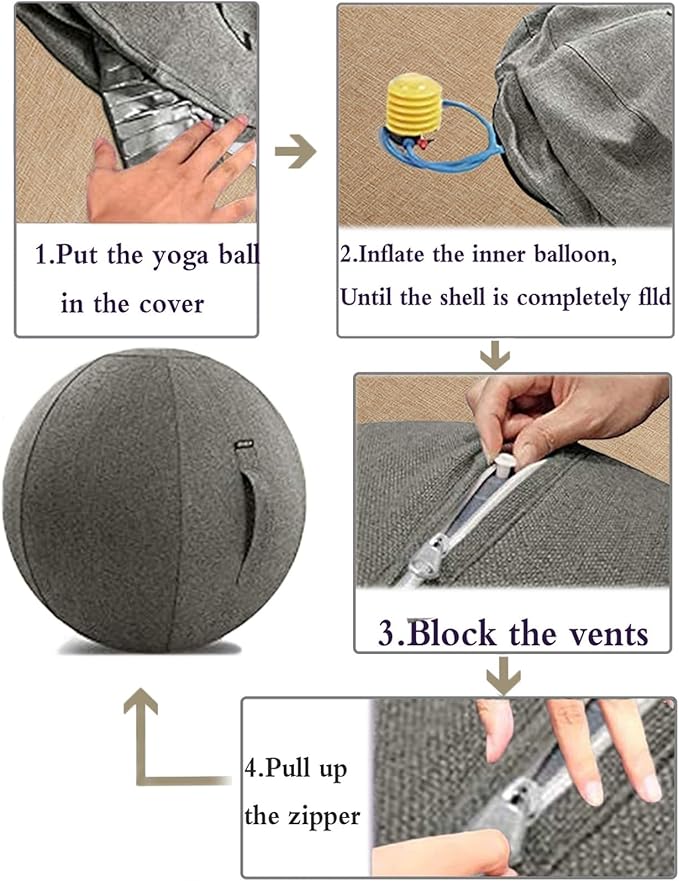Yoga Ball Cover - Pilates Exercise Yoga Ball Cover, Anti Scratch Exercise Ball Cover with Handle for 55/65/75cm Birthing Ball, Stability Ball, Balance Ball (Without Ball)