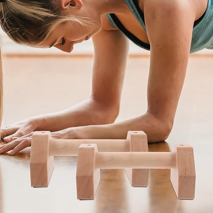 Push-Up Bars Wooden Pushup Handles Strength Training Pushup Stands 25Cm Beech Wood Pair for Indoor Outdoor Workout Fitness Equipment