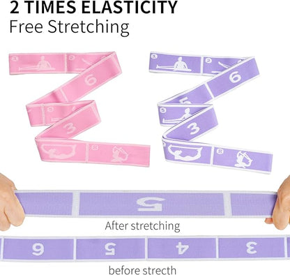 2 PCS Kids Stretching Strap - 8-Loop Adjustable Stretch Bands for Dance, Ballet, Yoga, Gymnastics Workout, Children‘s Fitness Equipment, Stretching Resistance Bands and Home Flexibility Training