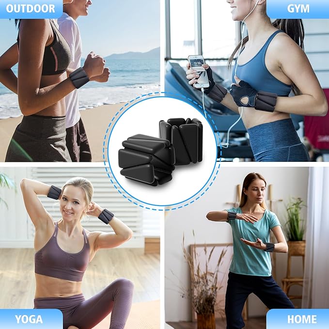 T98 Wrist & Ankle Weights for Women Men, Wearable Wrist Weights Set of 2(1Lbs Each), Adjustable Arm Leg Bracelet Weights for Strength Training, Aerobics, Barre, Suit for Home Outdoor Workout