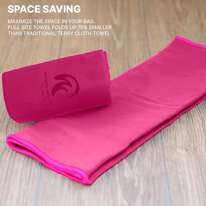 Wet Work Microfiber XL(60”x36”) Bathroom Towels, Thin & Lightweight, Super Absorbent, Quick Dry, Ultra-Soft, Lint Free, Compact, Perfect for Yoga, Pool, Shower Towel, Micro Fiber Towels