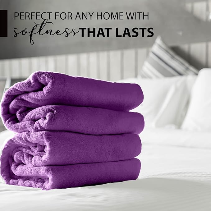 100% Cotton Bath Towels, 24x48 Pack of 6 Towels, Quick Dry, Highly Absorbent, Soft Feel Towel, Gym, Spa, Bathroom, Shower, Pool, Luxury Soft Towels (Light Purple, 24x48-6 Pack)