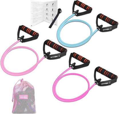 Resistance Exercise Band with Handles, Workout Band Weight Band for Physical Therapy,Strength Training Home Gym Fitness,with Door Anchor & Storage Bag.