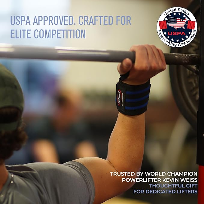 Rip Toned Wrist Wraps for Weightlifting – USPA & USAPL Approved 18" Wrist Straps for Powerlifting – Adjustable, Durable Gym Wraps with Thumb Loop – Maximum Support for Men & Women