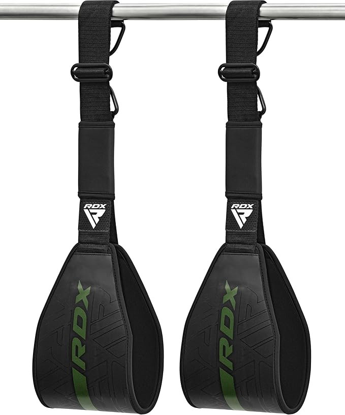 RDX AB Straps for Pull Up Bar Hanging (Pair), Maya Hide Leather, Abdominal Muscle Building Padded Arm Support Slings with D-Ring Strap, Leg Raise Exercise Fitness Workout Strength Training, Men Women