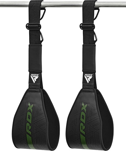 RDX AB Straps for Pull Up Bar Hanging (Pair), Maya Hide Leather, Abdominal Muscle Building Padded Arm Support Slings with D-Ring Strap, Leg Raise Exercise Fitness Workout Strength Training, Men Women