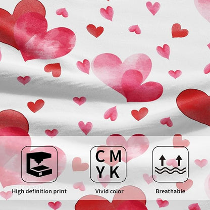 Red Love Heart Bath Hand Towels 2 Packs Happy Valentine's Day Soft Absorbent Dish Tea Towels Romantic Pink and Red Love Quick Dry Washcloths Decorative Kitchen Dish Towels for Guest Gym Spa