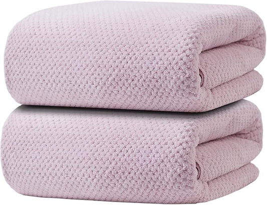 2-Pack Microfiber Bath Towels (27x54 Inches) - Ultra Soft & Quick Dry, 3X Absorbency, Lightweight for Gym, Yoga, Travel & Spa - Perfect for Home, Fitness & Post-Workout,(Purple)