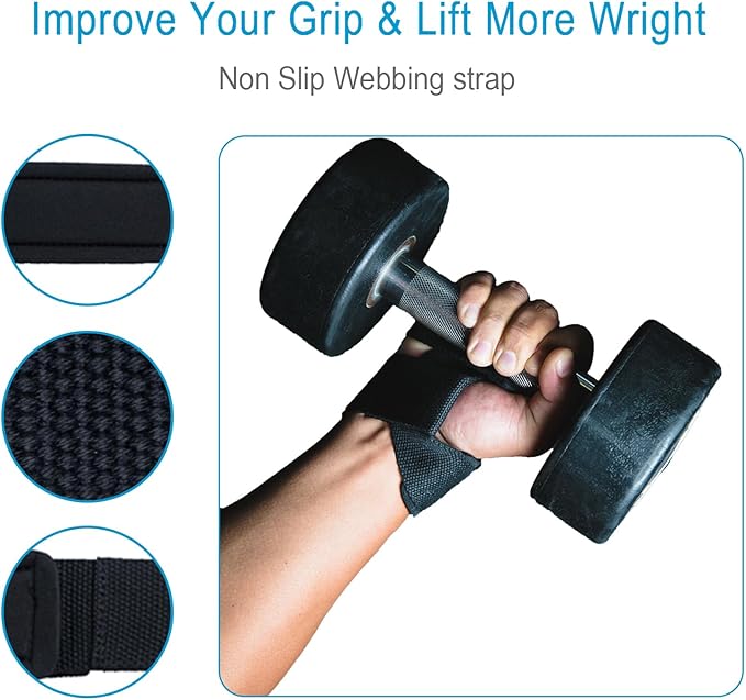 Lifting Wrist Straps for Weightlifting, Deadlifts, Strength Training, Gym Workout, Soft Cotton Wrist Wraps with Neoprene-Padded Support, Premium Strap for Men & Women