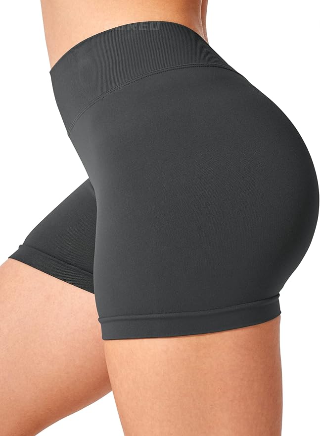 YEOREO Workout Scrunch Shorts Women V Back Gym Butt Lifting Liz High Waisted Seamless Shorts