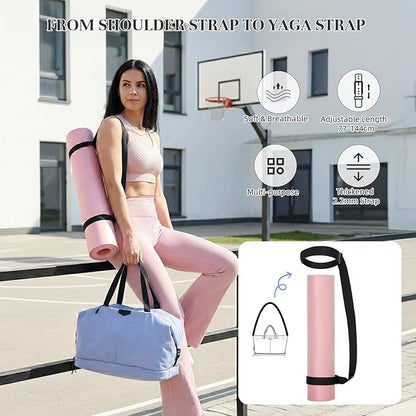 Timeet Expandable Gym Duffel Bag For Women with Yoga Mat Strap, 47L Sports Duffle Bag With Shoes Compartment&Dry Wet Pocket, Water Resistant Carry on Sports Weekend Travel Overnight Bag, Powder Blue