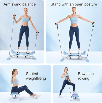 Vicamy Balance Board for Adults, Ski Balance Trainer with Resistance Band, LCD Display, Portable Rock Stepper for Full Body Workout at Home Gym