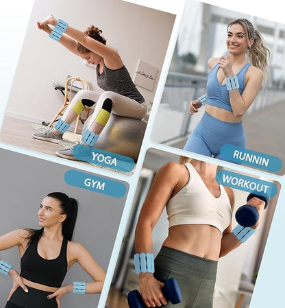 Wrist Ankle Weights for Women Men, Leg Arm Wrist Weights Bangles 1lb*2 2lb*2 Wearable Weights Pilates Weighted Bracelet for Strength Training Walking Swimming Yoga Physical Therapy