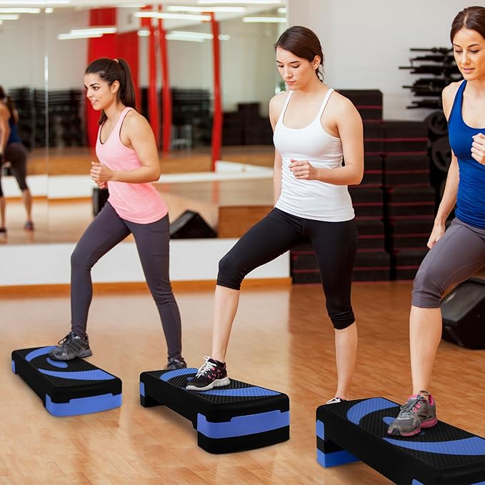 BalanceFrom Aerobic Step Platform Trainer with Adjustable 3-Level Risers, 400 Pound Weight Capacity – Non-Slip Exercise Stepper for Cardio, Strength, and Fitness Workouts, 31", Multiple Colors