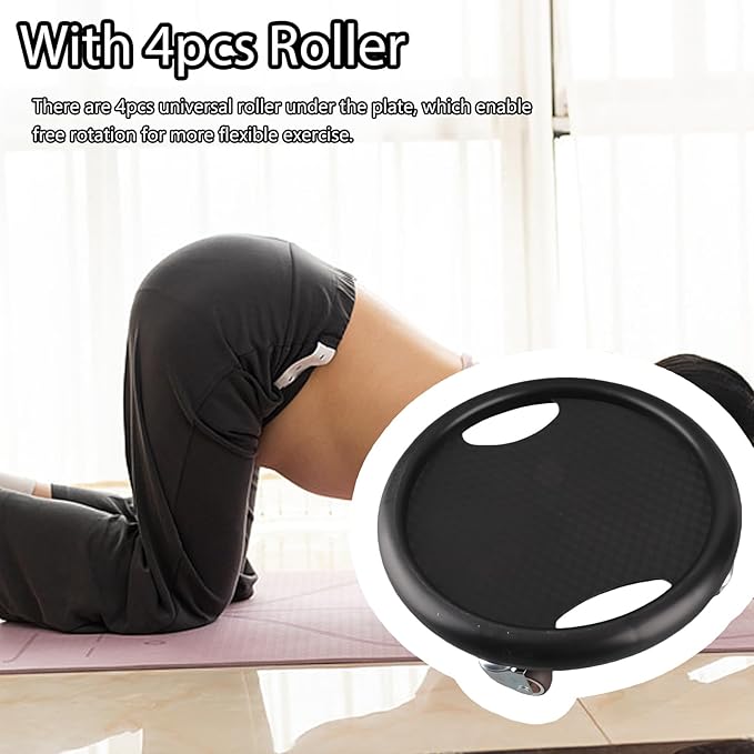 Ab Roller Wheel, Core Slider Ab Workout Sliding Disc 360° Rotating Abdominal Training Tool Waist Strength Trainer with 4 Rollers Knee Pads for Home Gym Training Practice