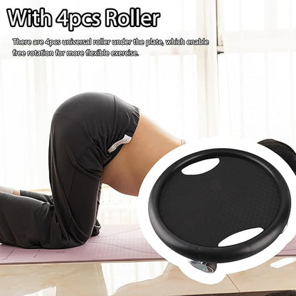 Ab Roller Wheel, Core Slider Ab Workout Sliding Disc 360° Rotating Abdominal Training Tool Waist Strength Trainer with 4 Rollers Knee Pads for Home Gym Training Practice