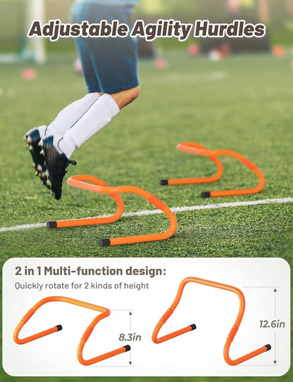 GHB Agility Hurdles 5/6 Pack Foldable Speed Agility Training Hurdles Adjustable Sturdy Hurdles Training Equipment Set with Carry Bag for Amateur, Athletes, Soccer, Basketball