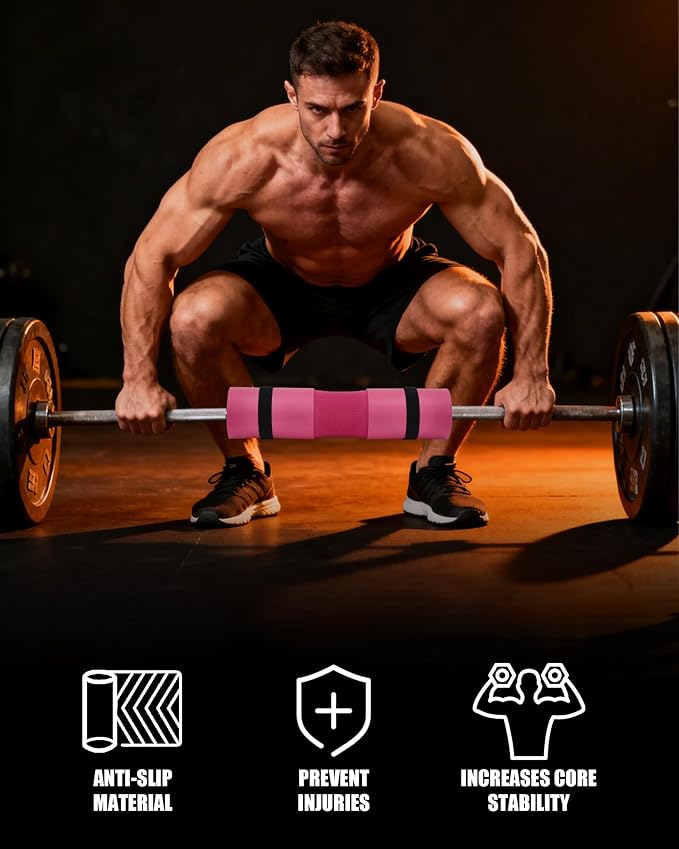 Garvee Barbell Pad, Hip Thrust Pad for Leg Training, Non-slip Thick Foam Squat Pad for Glute Support and Neck & Shoulder Protection with Two Straps, Fits All Olympic Barbell and Smith Machine