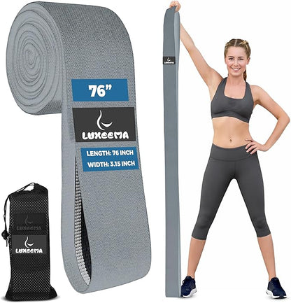 Performance Premium 76 inch Extended-Length Resistance Bands for Working Out | 3" Wide Non-Slip Extra Long Tall Thick Cloth Band, No Pinching & Snapping, Exercise Workout Fitness Stretch Band