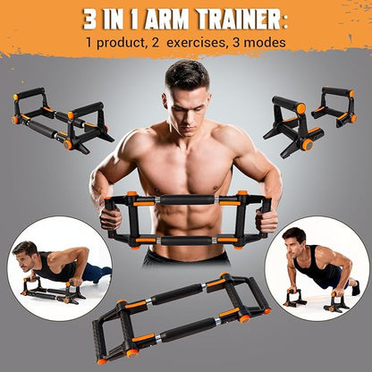 Twister Arm Trainer, 3 in 1 Adjustable Chest Trainer for Men (40-70lbs) with Poster & Storage Bag, Multifunctional Push up Bar, Home Gym Chest Workout Equipment for Arm Strengthening & Chest Builder