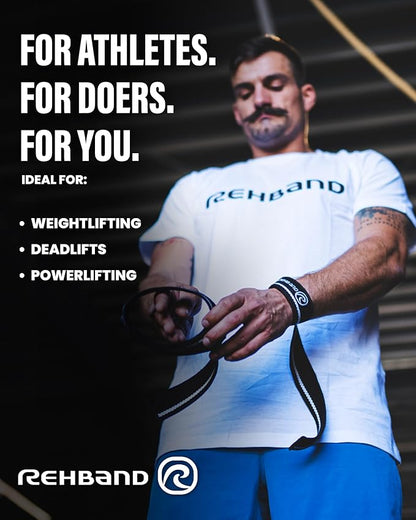 Rehband Lifting Straps for Strength Training, 1 Pair Fitness Pull Straps, 100% Cotton, 56cm Grip Support for Bodybuilding, More Grip Strength Weightlifting