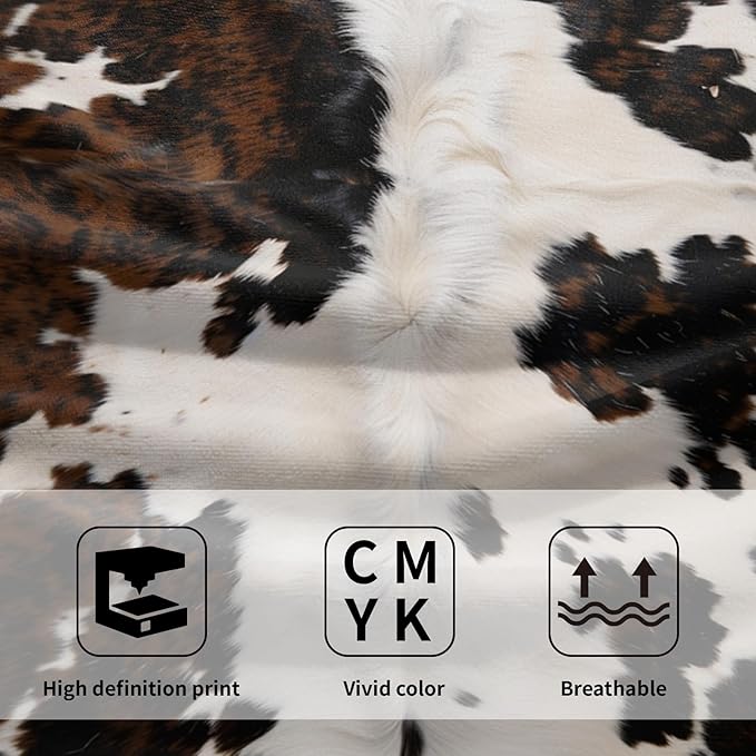 Cow Fur Texture Hand Towels 2 Pack 28x14 Inch White Black Brown Animal Skin Print Kitchen Bathroom Gym Towels