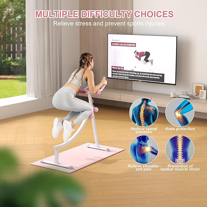 Home Gym Systems Ab Machine, Ab Workout Equipment, Adjustable Ab Trainer Machine for Abs Workout at Home Gym, Foldable, Knee Protection, Abdominal Trainer for Stomach