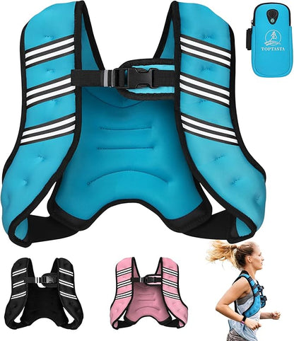 Weighted Vest for Women Men, 6lb/8lb/12lb/16lb/20lb/25lb/30lb Adjustable Weight Vest with Reflective Stripes for Workout, Strength Training, Running, Fitness, Muscle Building, Weight Loss, Rucking Vest With Phone Pouch